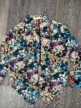 Lush Multicolor Floral Velvet Button-Down Shirt